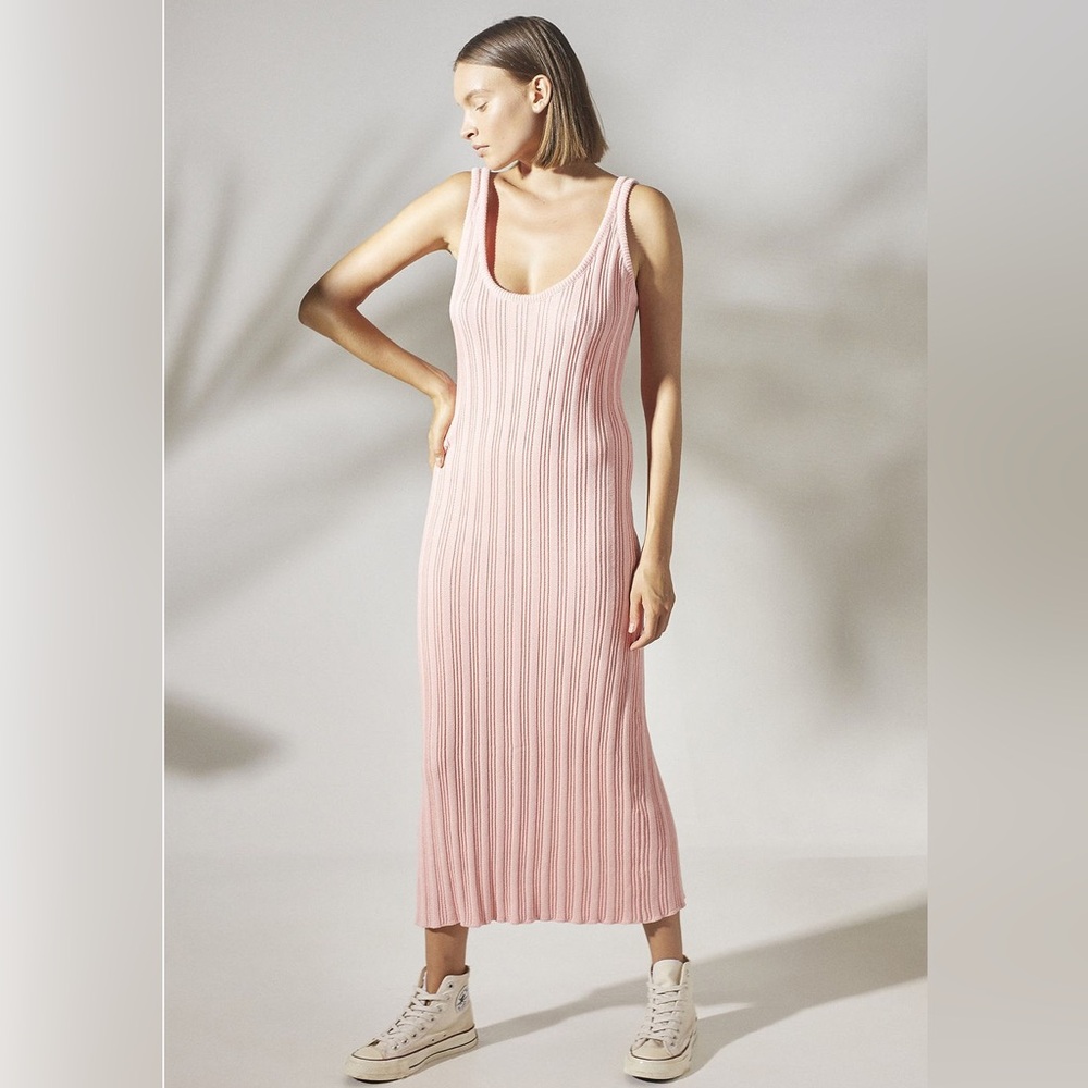 Rue Stiic pink ribbed ankle-length dress